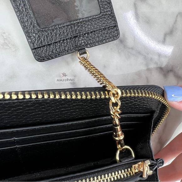 Tory Burch Large Thea Zip Continental Wallet & ID Holder Case In Black - Picture 11 of 12